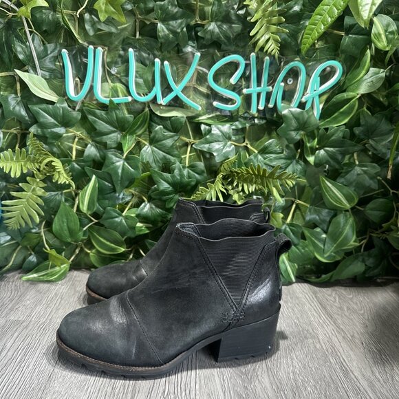 Sorel Cate Chelsea NL3712-010 Women's Black Leather Pull-on Ankle Bootie 7 - Picture 4 of 9